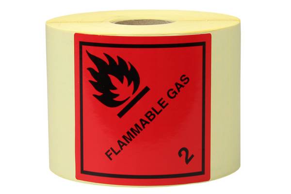Gefahrgut-Etiketten, 100 x 100 mm, mit Aufdruck/Symbol, "Flammable Gas"