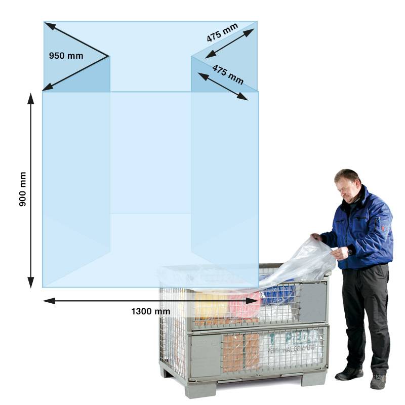PE-Seitenfaltensack, 1300 + 950 x 900 mm, Stärke 90 µ, transparent-0