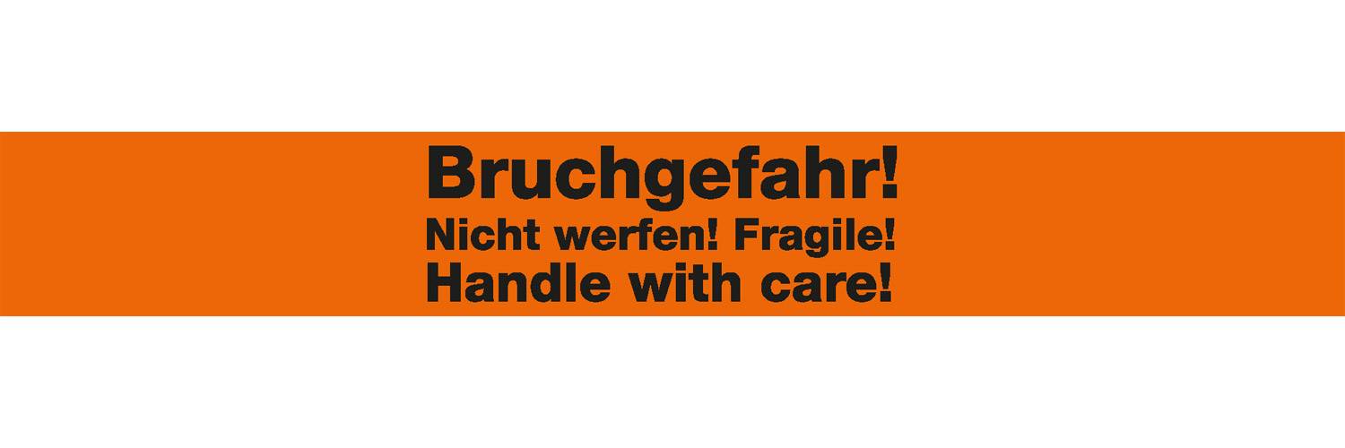 Warn-Klebebänder, 50 mm breit x 66 lfm, signalrot, mit Aufdruck "Bruchgefahr"