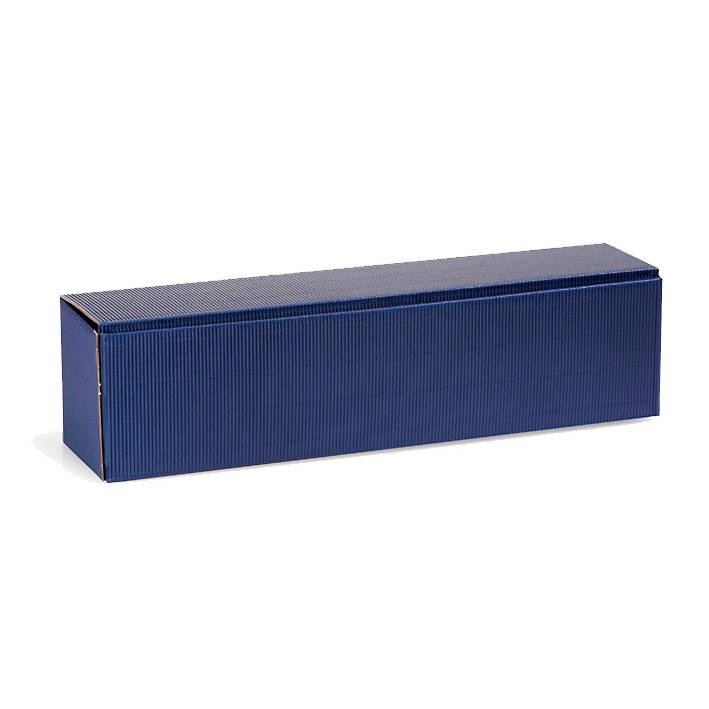 Flaschen-Präsentkarton 1er, 385 x 92 x 96 mm, saphirblau, offene Welle-0
