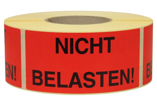Warnetiketten, 145 x 70 mm, aus Papier, mit Aufdruck, "Nicht belasten"