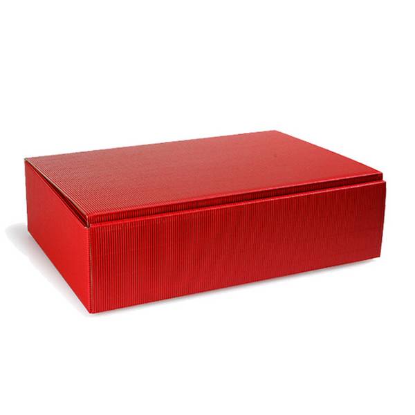 Flaschen-Präsentkarton 3er, 363 x 252 x 94 mm, bordeaux, offene Welle