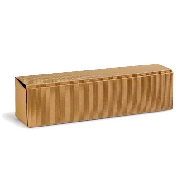Flaschen-Präsentkarton 1er, 385 x 92 x 96 mm, natur, offene Welle