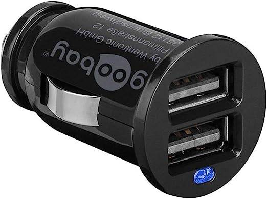 Goobay 71692 Dual Kfz Adapter Zigarettenanzünder / Micro USB Ladekabel / Auto Ladegerät 12W / USB-A Ladeset / Schwarz-1