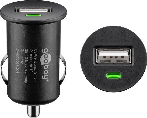 Goobay 44176 Kfz USB Adapter Zigarettenanzünder / Auto Ladegerät 5W / USB-A Ladeadapter / Mini Ladestecker 5V / Schwarz