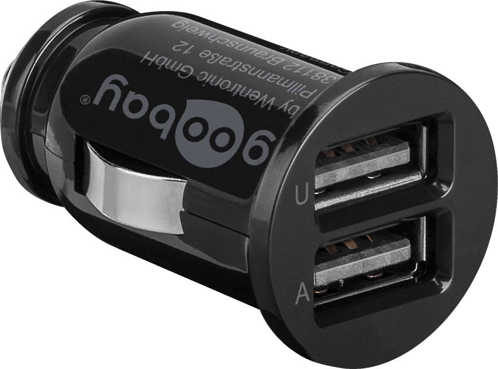 Goobay 58820 Dual Kfz Adapter Zigarettenanzünder / USB-C Ladekabel 1m / Auto Ladegerät 12W / USB-A Ladeset / Schwarz-1