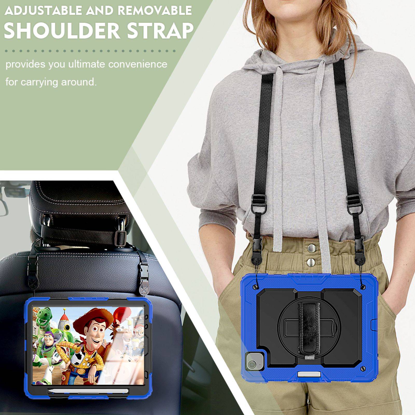 4in1 Schutzhülle für Apple iPad Pro 11 2020 Air 4 10.9 2020/2022 Hard Case + Standfunktion+Tragegurt Blau-4