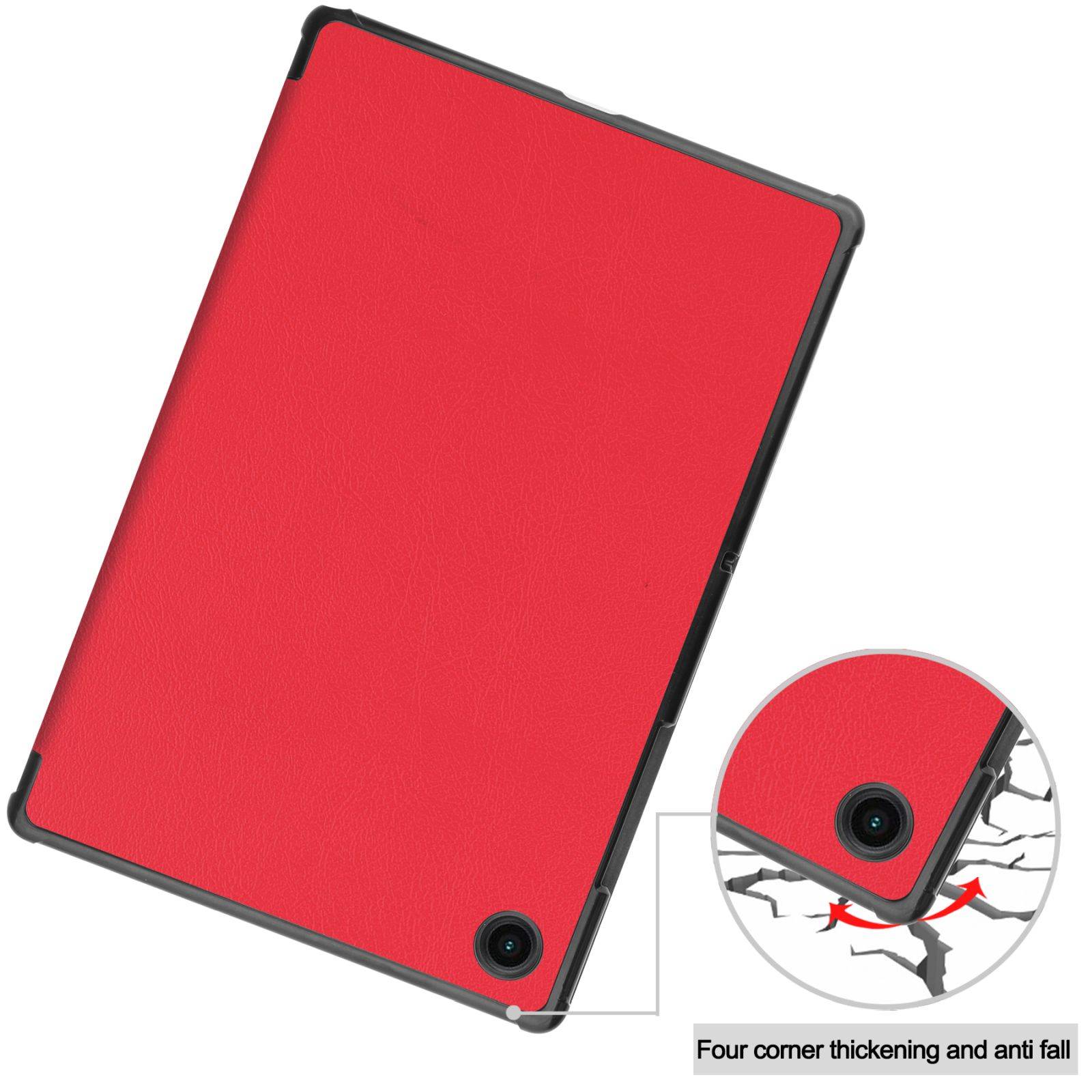 Tablet Hülle für Samsung Galaxy Tab A8 SM-X200 X205 Slim Case Etui mit Standfunktion und Auto Sleep/Wake Funktion Rot-3