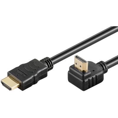 Goobay 61295 90° HDMI High Speed Kabel Ethernet / UHD 4K @ 60Hz Monitorkabel 18 Gbits / Anschlusskabel / Schwarz / 1,5m