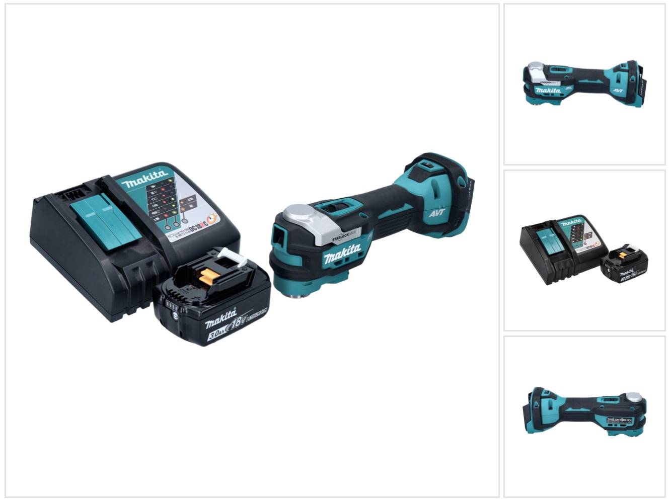 Makita DTM 52 RF1 Akku Multifunktionswerkzeug 18 V Starlock Max Brushless + 1x Akku 3,0 Ah + Ladegerät-0