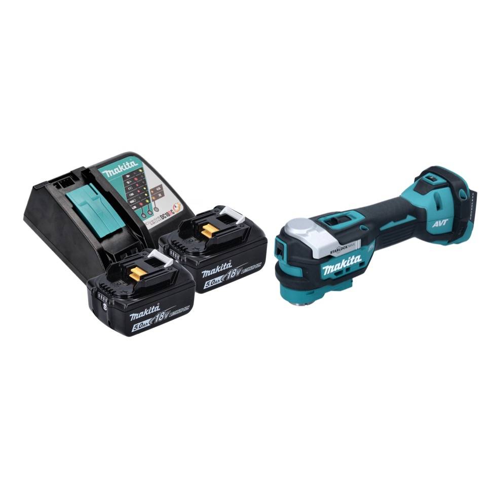 Makita DTM 52 RT Akku Multifunktionswerkzeug 18 V Starlock Max Brushless + 2x Akku 5,0 Ah + Ladegerät-1