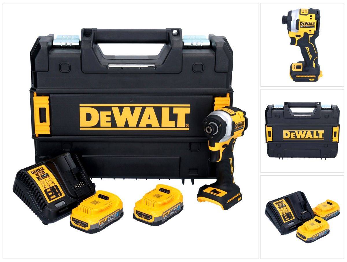 DeWalt DCF 850 E2T Akku Schlagschrauber 18 V 205 Nm 1/4" Brushless + 2x Akku 1,7 Ah + Ladegerät + TSTAK-0
