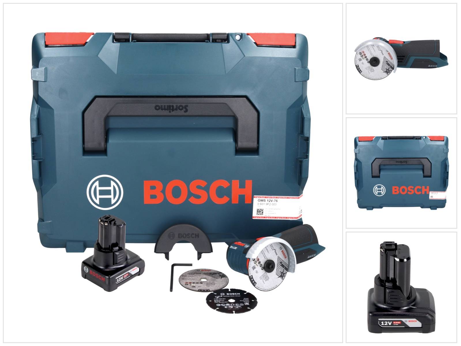 Bosch GWS 12V-76 Professional Akku Winkelschleifer 12 V 76 mm Brushless + 1x Akku 6,0 Ah + L-Boxx - ohne Ladegerät-0