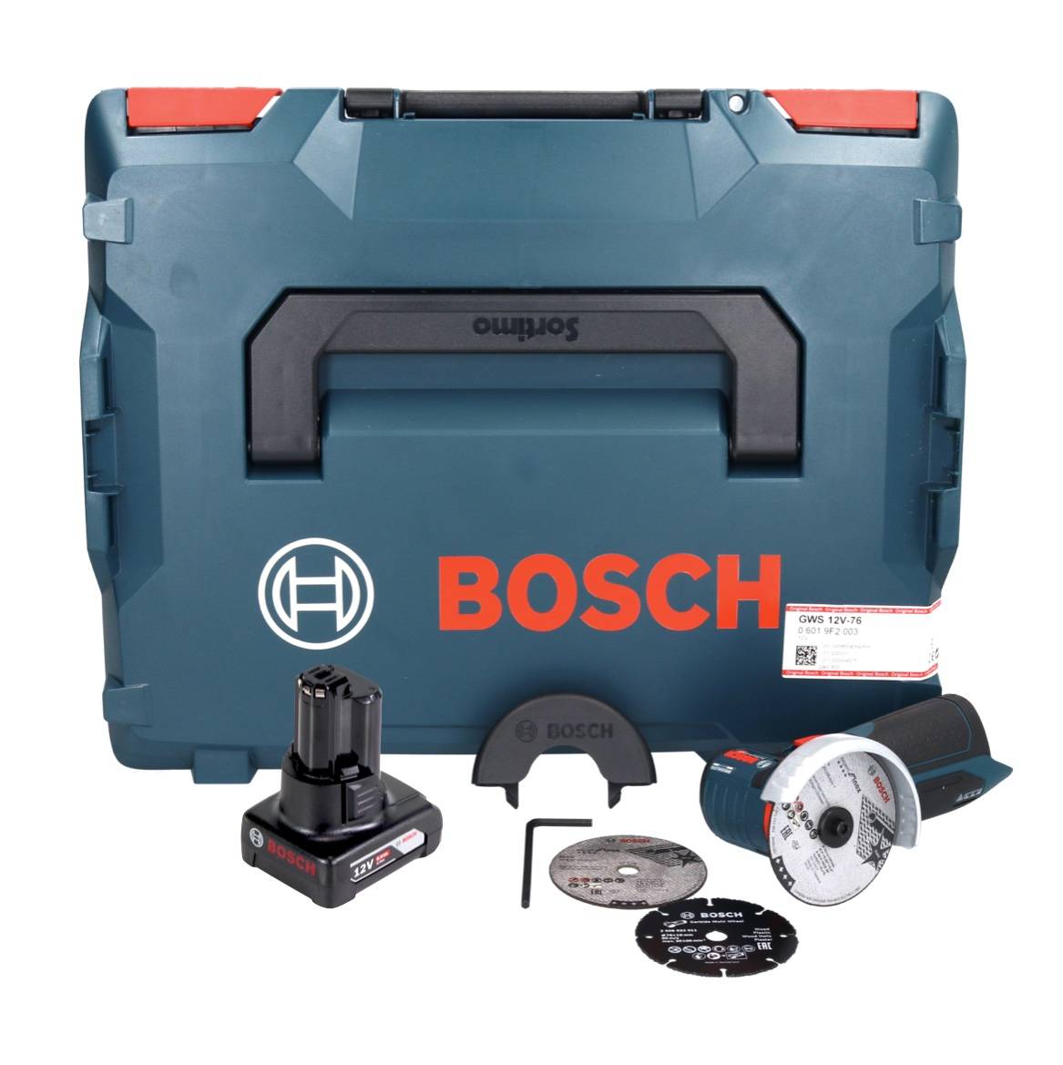 Bosch GWS 12V-76 Professional Akku Winkelschleifer 12 V 76 mm Brushless + 1x Akku 6,0 Ah + L-Boxx - ohne Ladegerät-1