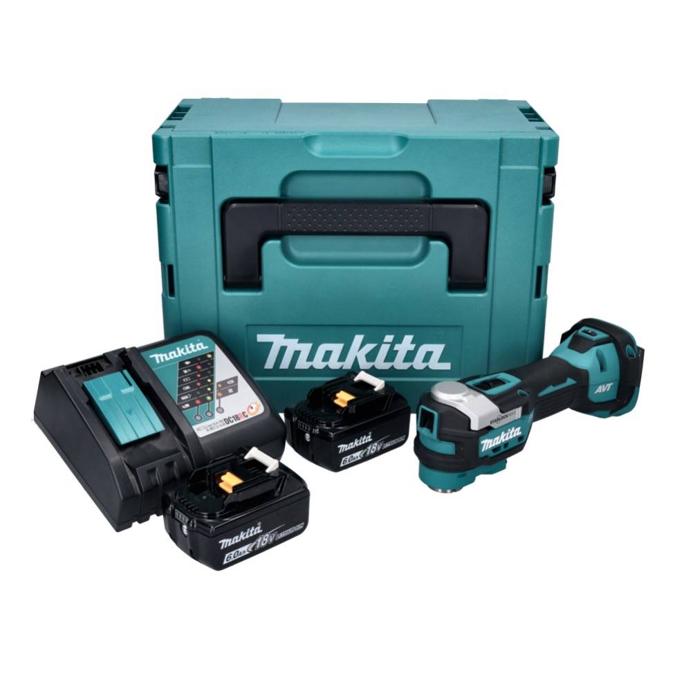 Makita DTM 52 RGJ Akku Multifunktionswerkzeug 18 V Starlock Max Brushless + 2x Akku 6,0 Ah + Ladegerät + Makpac-1
