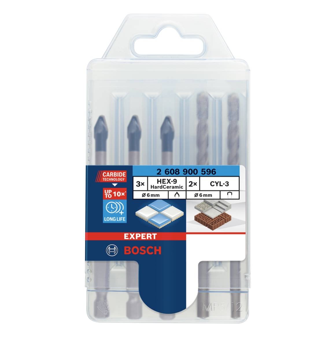 Bosch EXPERT HEX-9 HardCeramic Bohrer Mixed Set 6,0 mm 5 tlg. ( 2608900596 ) Carbide Technology-1