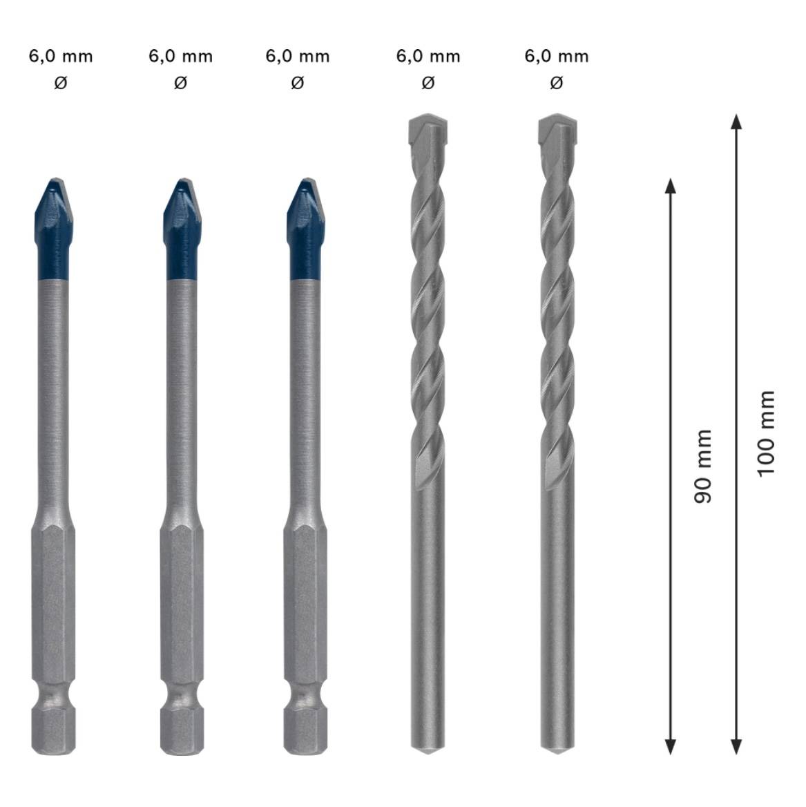 Bosch EXPERT HEX-9 HardCeramic Bohrer Mixed Set 6,0 mm 5 tlg. ( 2608900596 ) Carbide Technology-2