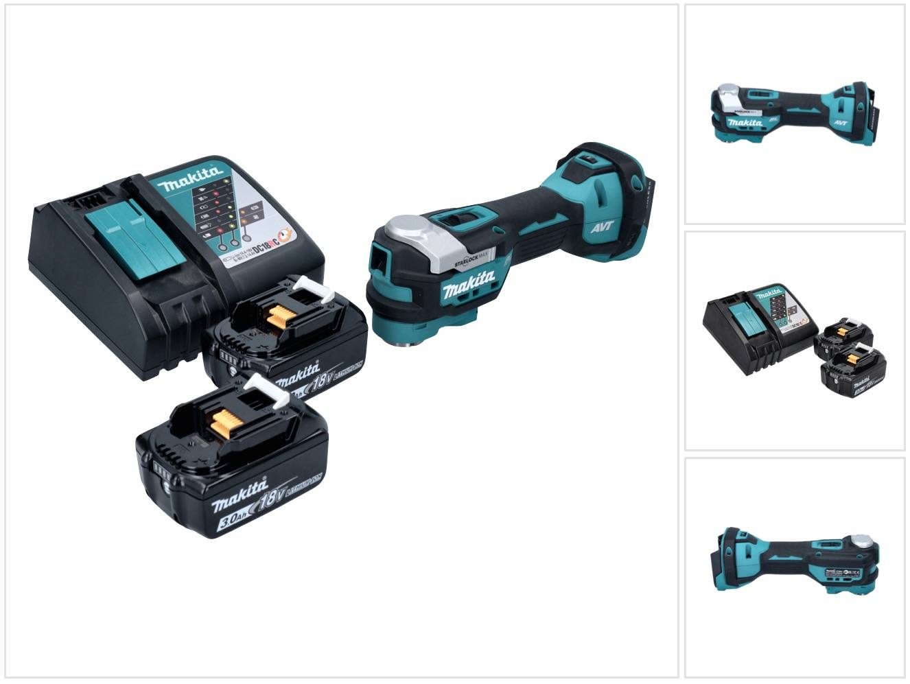 Makita DTM 52 RF Akku Multifunktionswerkzeug 18 V Starlock Max Brushless + 2x Akku 3,0 Ah + Ladegerät-0