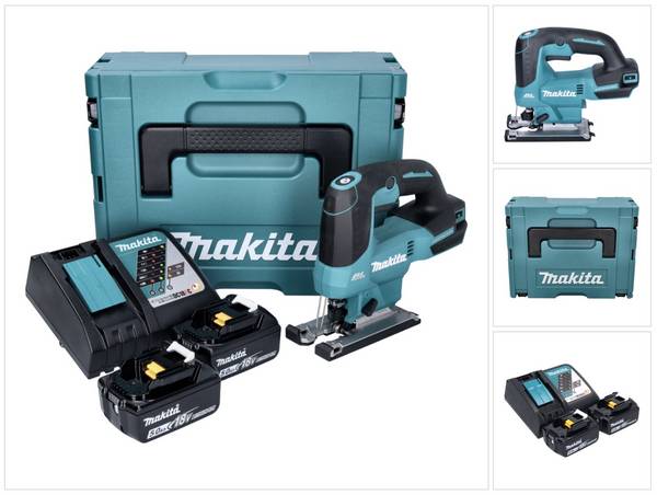Makita DJV 184 RTJ Akku Pendelhub Stichsäge 18 V Brushless + 2x Akku 5,0 Ah + Ladegerät + Makpac