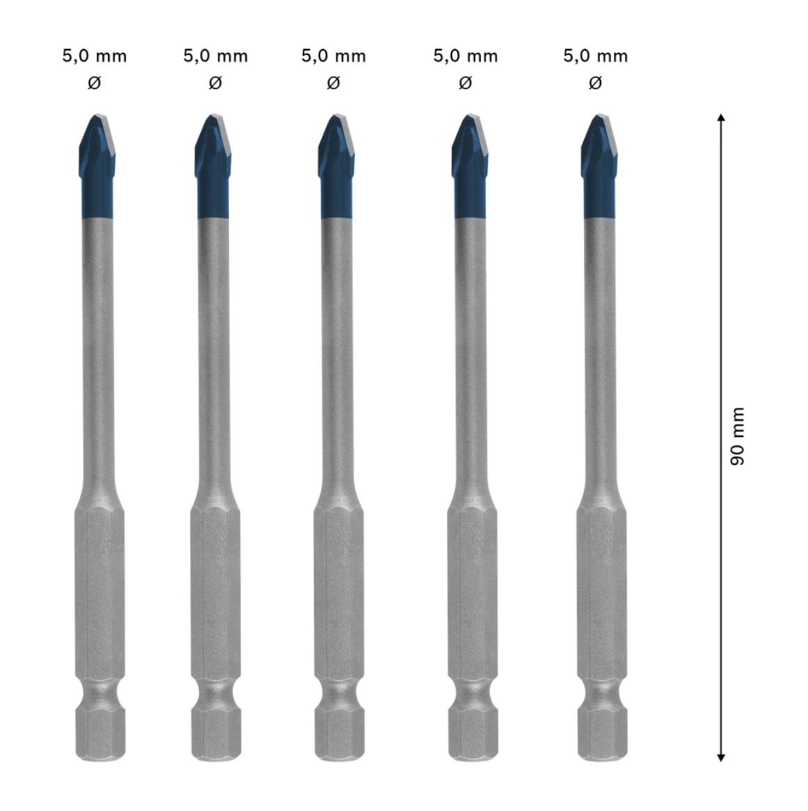 Bosch EXPERT HEX-9 HardCeramic Dachziegel Bohrer Set 5,0 x 90 mm 5 tlg. ( 2608900598 ) Carbide Technology-2