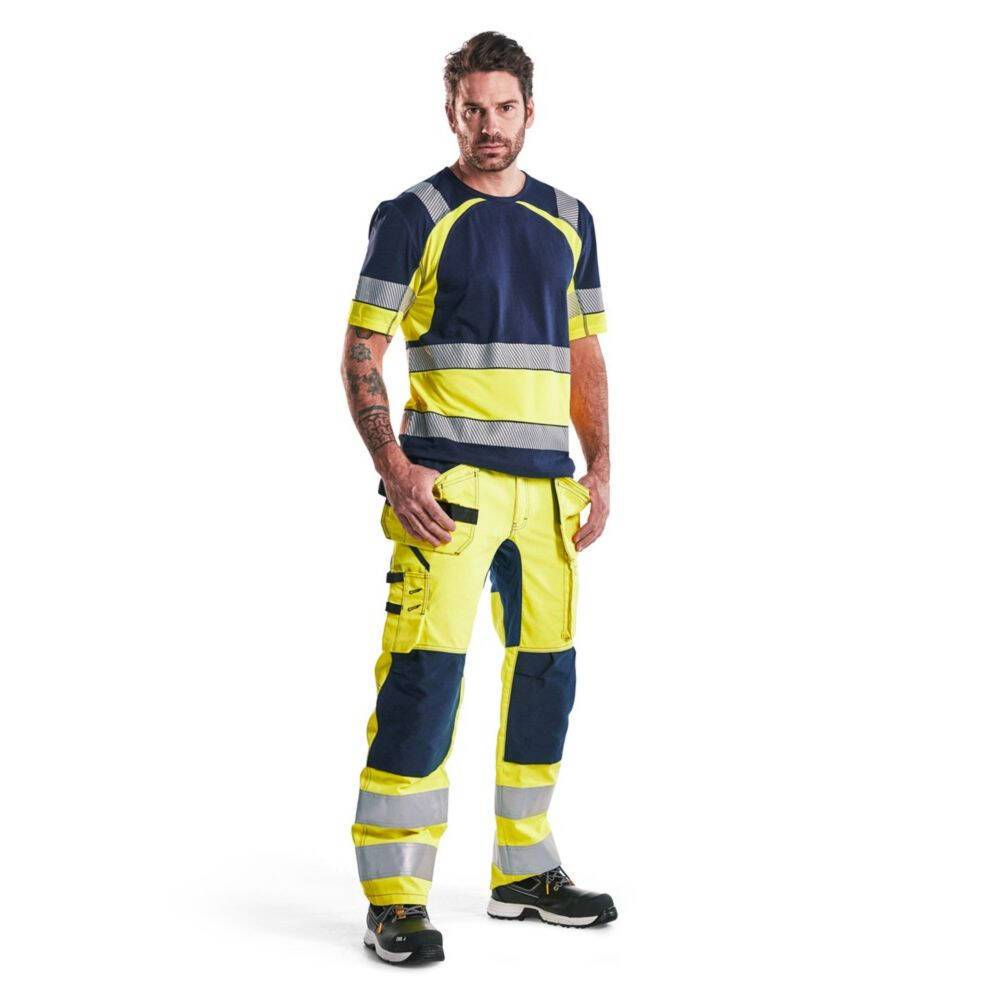 BLAKLÄDER Warnschutzbundhose 1552 HighVis gelb/marine Gr.C52 Arbeitshose-4