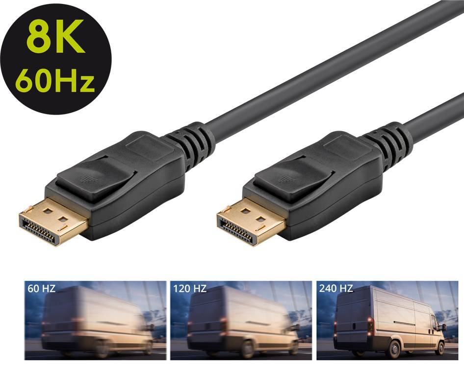 Goobay 61697 DisplayPort Kabel 1.4 Gaming Monitorkabel / UHD 8K @ 60Hz / DP Bildschirmkabel 32,4 Gbit/s / Schwarz / 2m-2