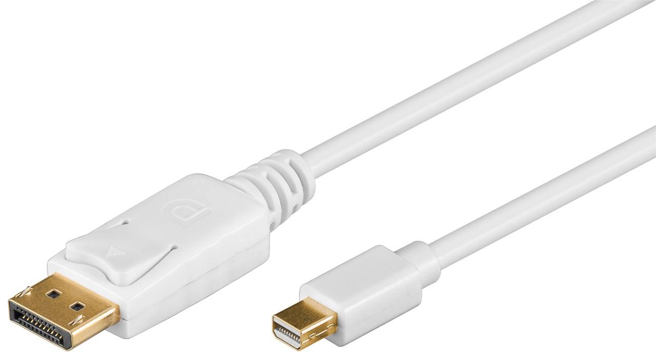 Goobay 52858 Mini DisplayPort auf DisplayPort Adapterkabel / 4K @ 30Hz / Mini DP Bildschirmkabel Monitorkabel Weiß / 1m-0