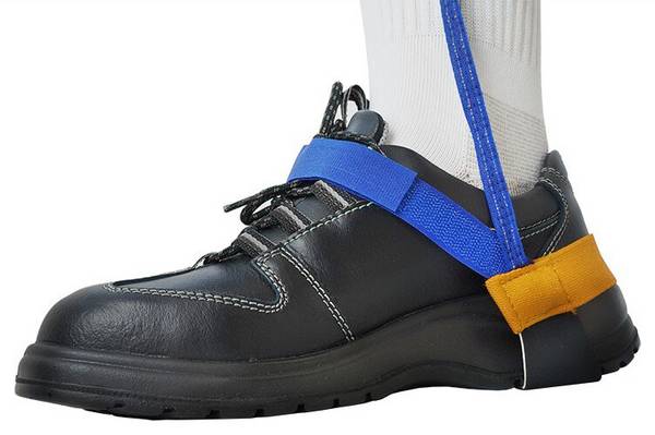 ESD-Fersenband mit Klettverschluss, 1 MOhm, blau/gelb
