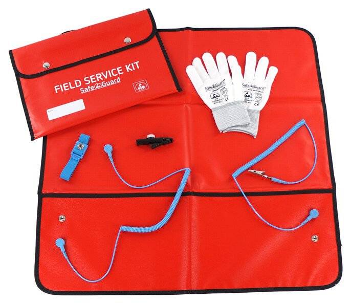 ESD-Service Kit, Handschuhe, isolierte Krokoklemme, rot-0
