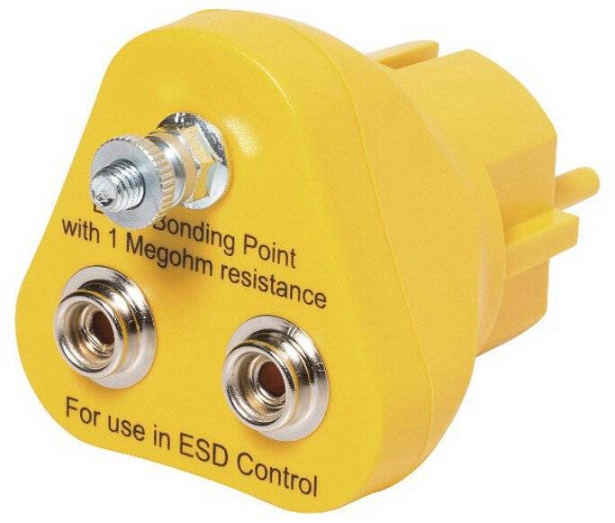 ESD-Erdungsstecker, 2x 10 mm Druckknopf, gelb-0