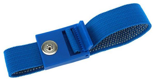 ESD-Armband, 3 mm Druckknopf, verzahnter Verschluss, hellblau, 220 mm