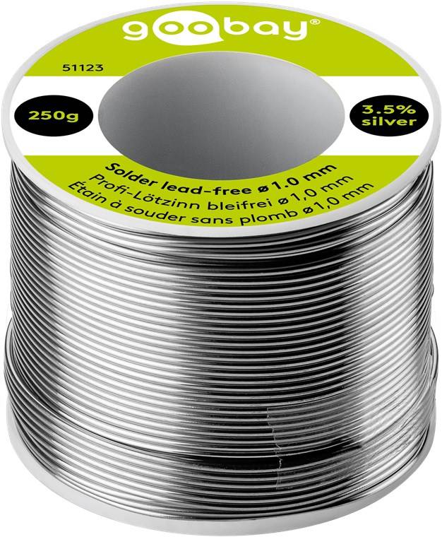 Goobay 51123 Lötzinn bleifrei ø 1 mm Lötdraht Flussmittel / 3,5 % Silber / 217 °C Schmelzpunkt bleifreies Löten 250 g