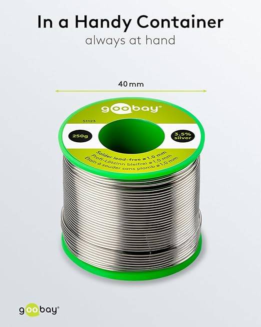 Goobay 51123 Lötzinn bleifrei ø 1 mm Lötdraht Flussmittel / 3,5 % Silber / 217 °C Schmelzpunkt bleifreies Löten 250 g-3