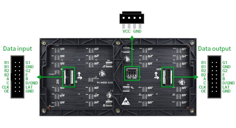 WaveShare RGB Full-Color LED Matrix Panel 64x32 Pixels 4mm Pitch Adjustable Brightness-4