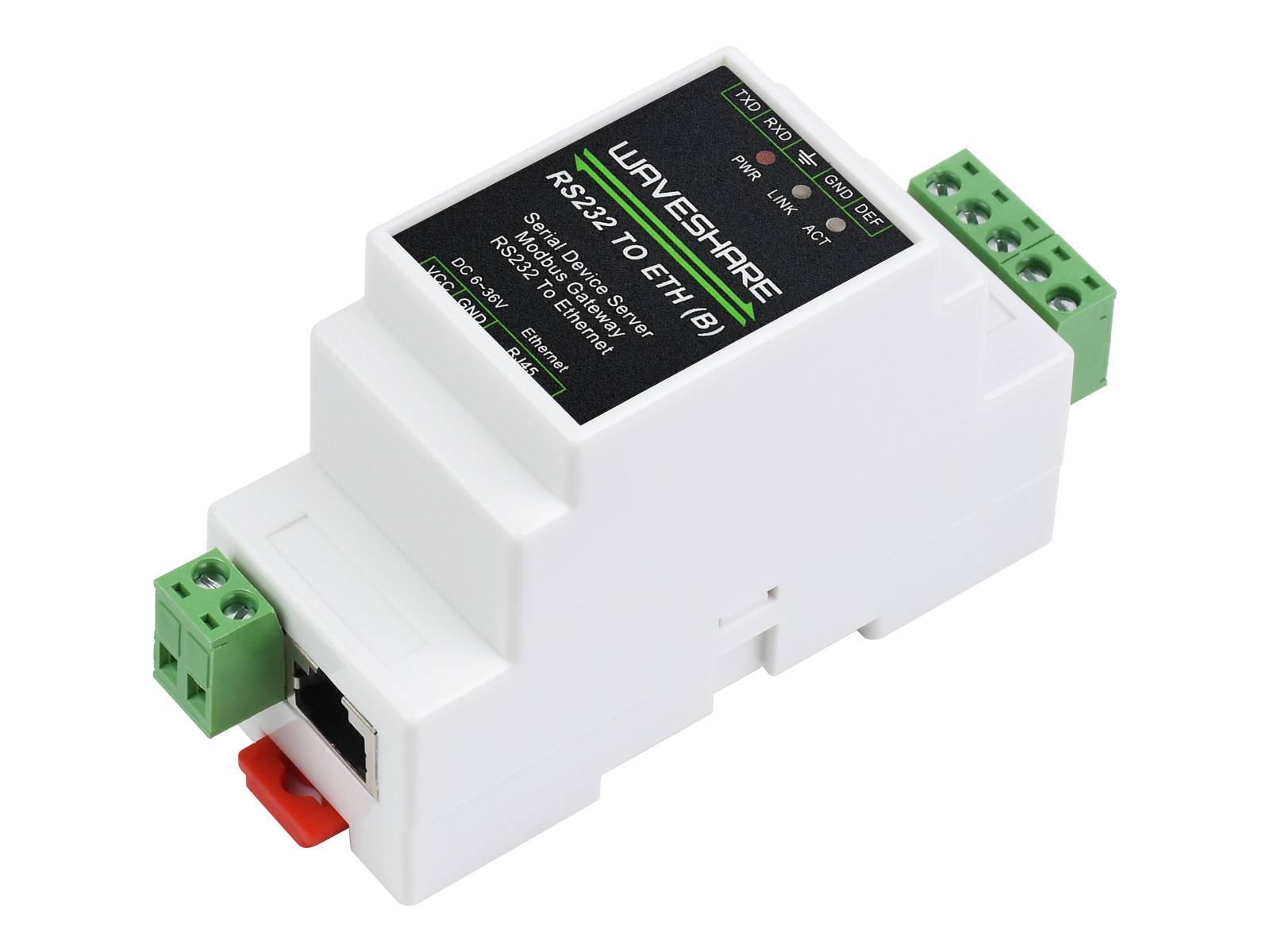 WaveShare Industrial Serial Server RS232 to RJ45 Ethernet with POE Function TCP/IP Support-0