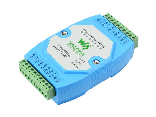 WaveShare Industrial-grade Isolated 8CH RS485 Hub Rail-mount Support