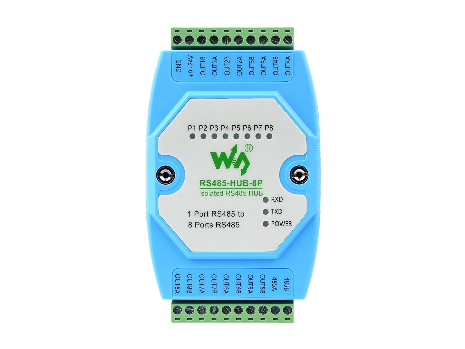 WaveShare Industrial-grade Isolated 8CH RS485 Hub Rail-mount Support-2