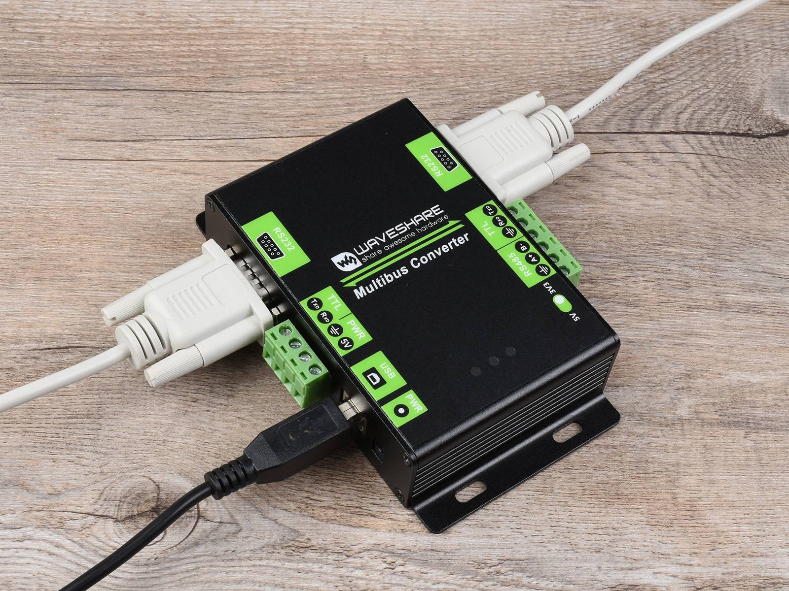 WaveShare Industrial Isolated Multi-Bus Converter USB RS232 RS485 TTL Communication-1