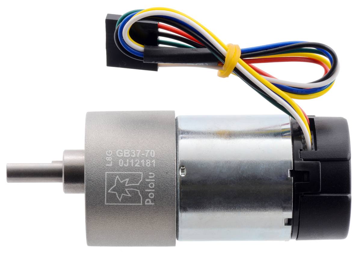 Pololu 70:1 Metal Gearmotor 37Dx70L mm 24V with 64 CPR Encoder (Helical Pinion)-1