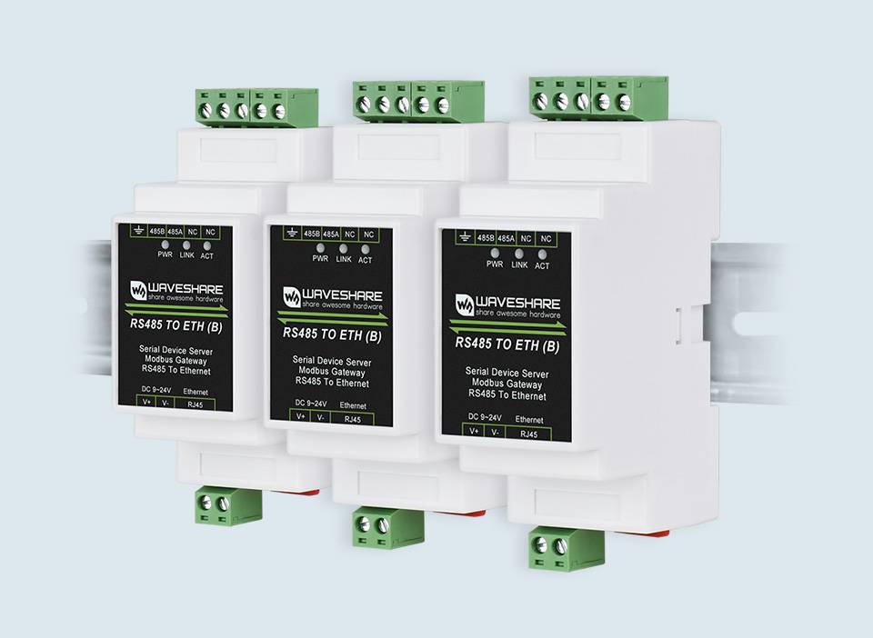 WaveShare Industrial Serial Server with POE Function RS485 to RJ45 Ethernet TCP/IP-1