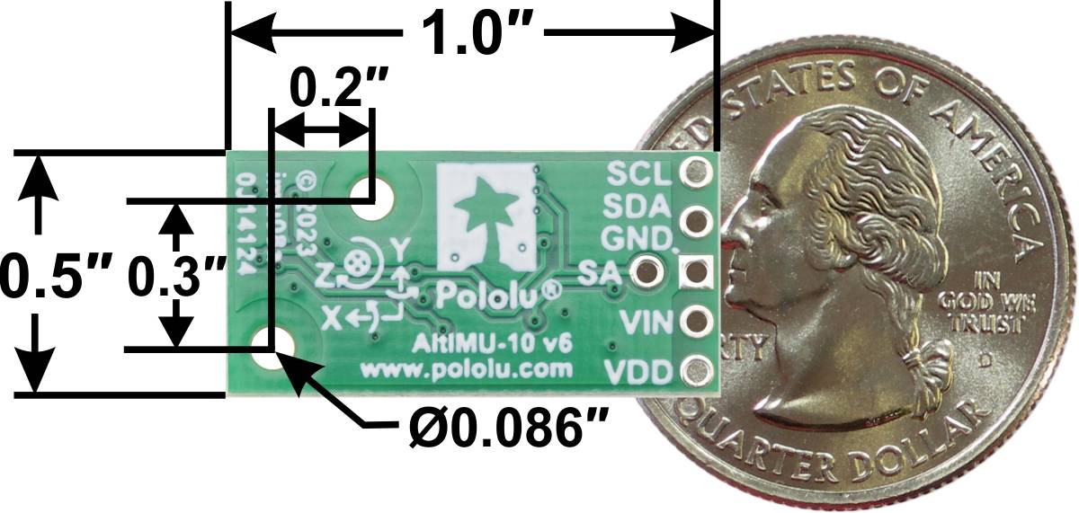 Pololu AltIMU-10 v6 Gyro Accelerometer Compass and Altimeter (LSM6DSO, LIS3MDL, and LPS22DF Carrier)-2
