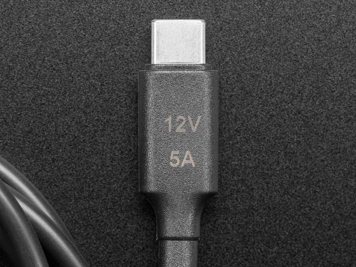 Adafruit USB Type C 3.1 PD to 5.5mm Barrel Jack Cable - 12V 5A Output-2