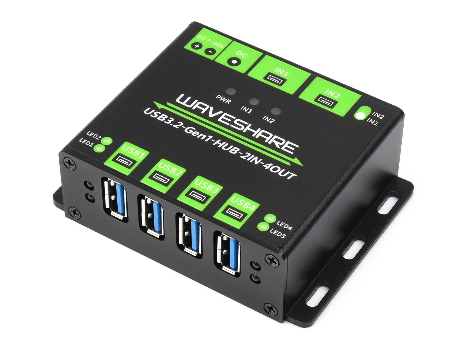 WaveShare Industrial Grade USB HUB 4x USB 3.2 Ports Switchable Dual Hosts-0