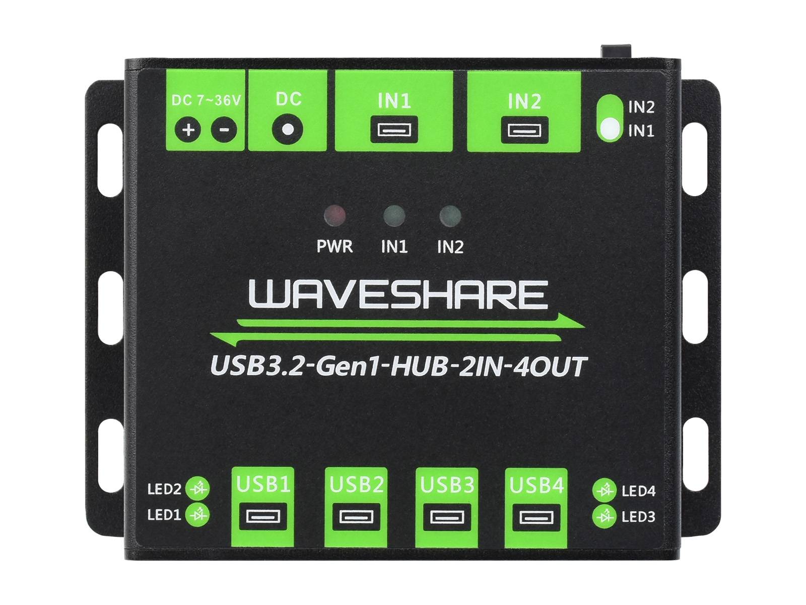 WaveShare Industrial Grade USB HUB 4x USB 3.2 Ports Switchable Dual Hosts-2