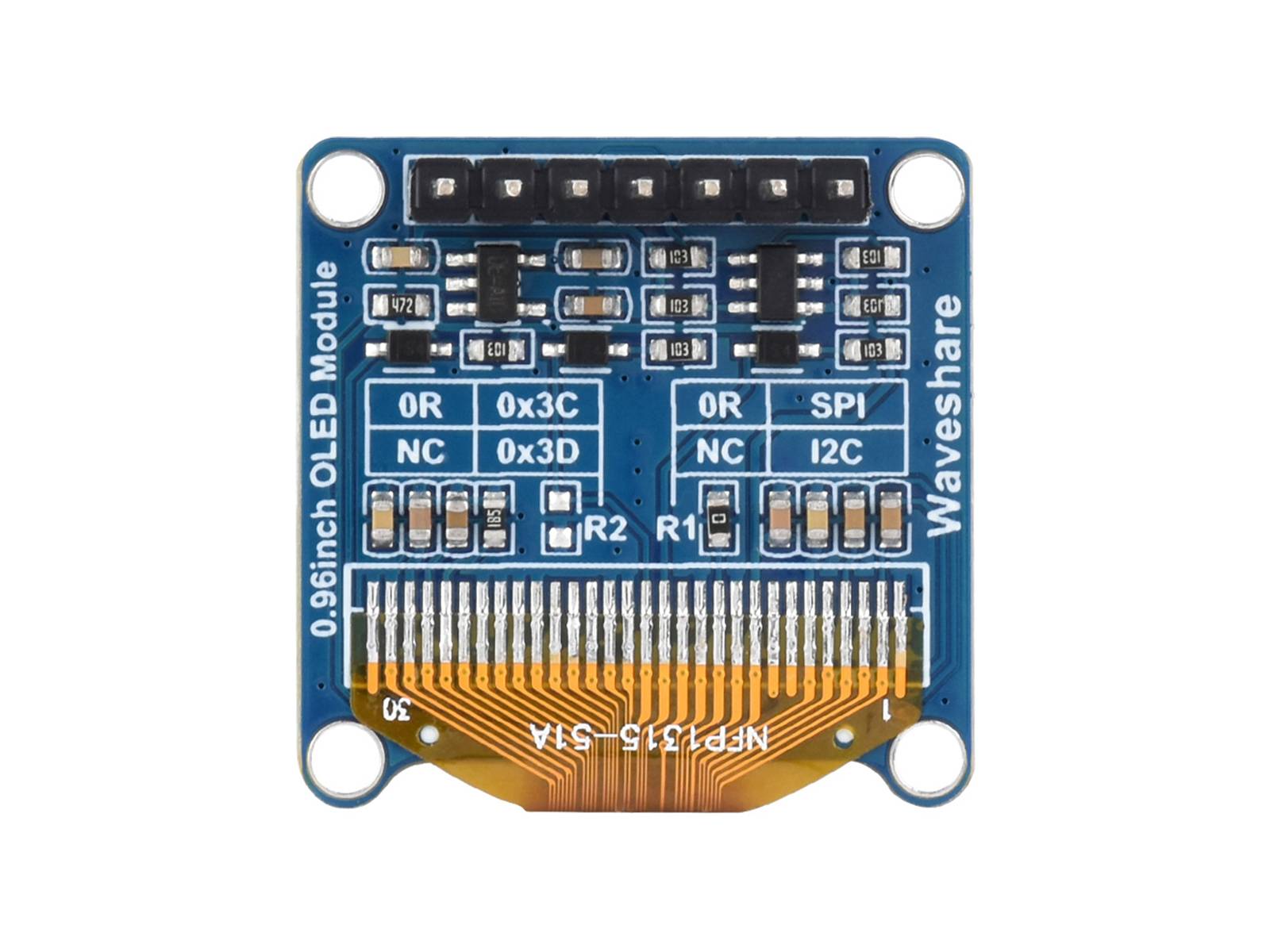 WaveShare 0.96inch OLED Display Module Yellow/Blue 128x64 SPI I2C-2