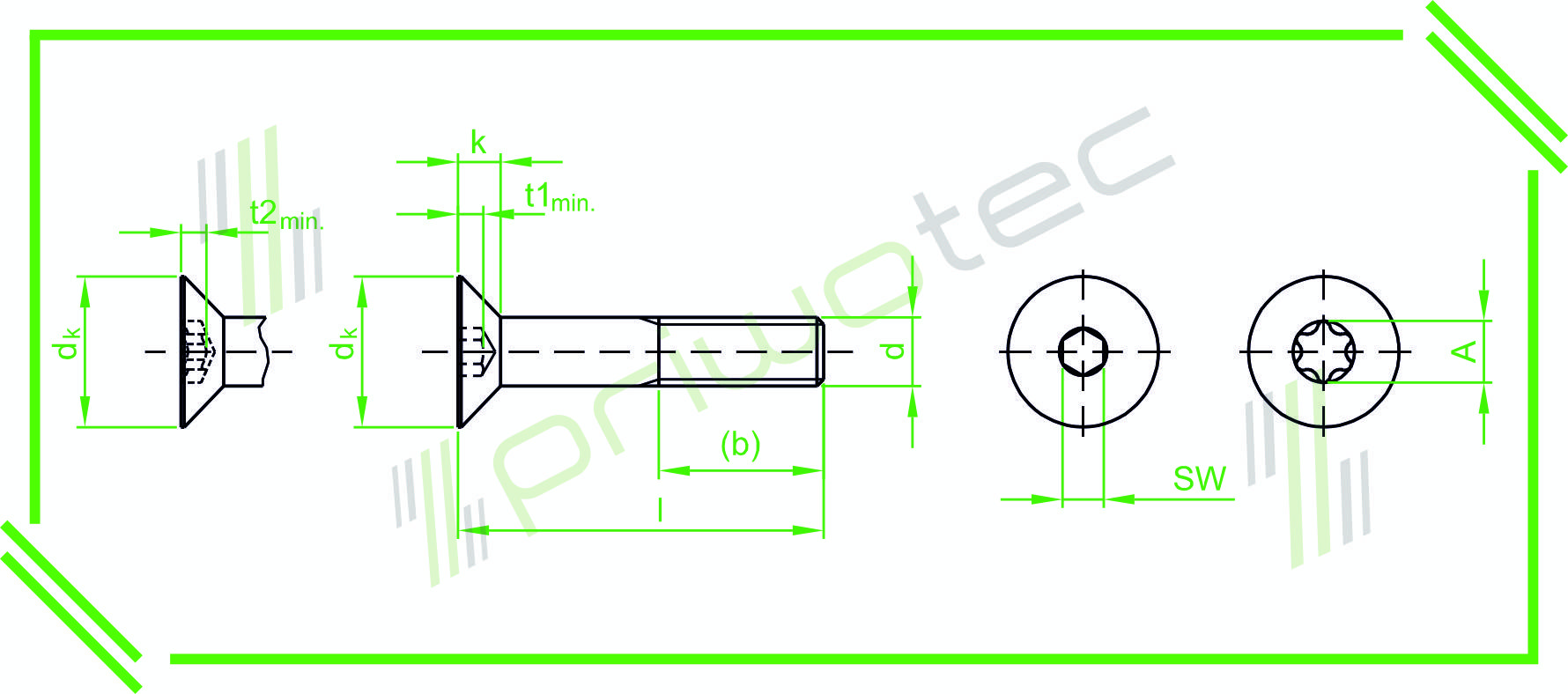 ISO10642 M4x40 Senkkopfschraube mit Innensechskant Teilgewinde Material: Stahl 10.9 - verzinkt (100 Stk.)-0