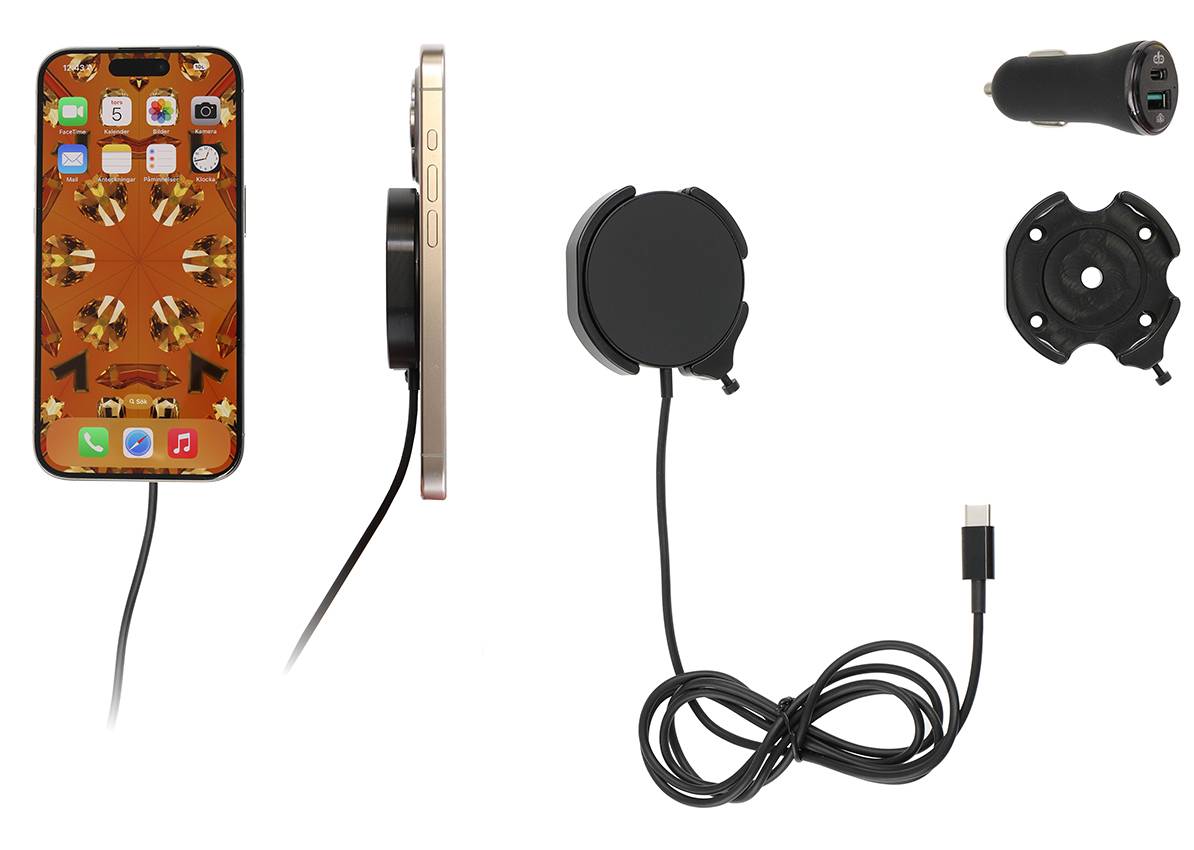 Brodit Halter mit MagSafe o. Kugelgelenk+KFZ-Lader - Schwarz-0
