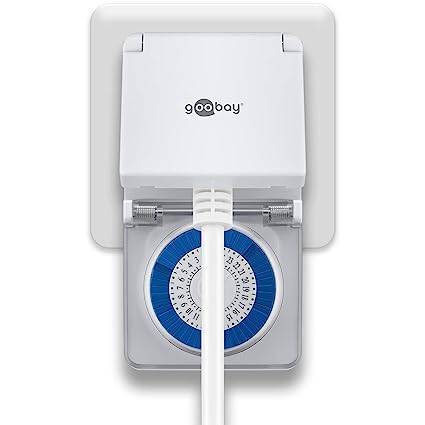 Goobay 73289 Outdoor Analoge Zeitschaltuhr 3500W / Außen Schaltuhr für Steckdose / Timer 30 Min Takt / IP44 Spritzwasser-5