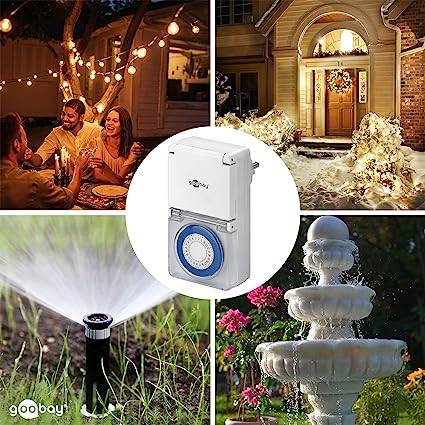 Goobay 73289 Outdoor Analoge Zeitschaltuhr 3500W / Außen Schaltuhr für Steckdose / Timer 30 Min Takt / IP44 Spritzwasser-6