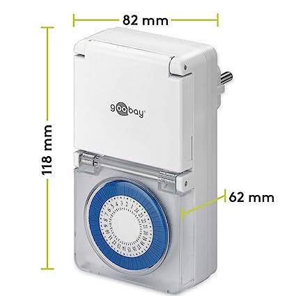 Goobay 73289 Outdoor Analoge Zeitschaltuhr 3500W / Außen Schaltuhr für Steckdose / Timer 30 Min Takt / IP44 Spritzwasser-4